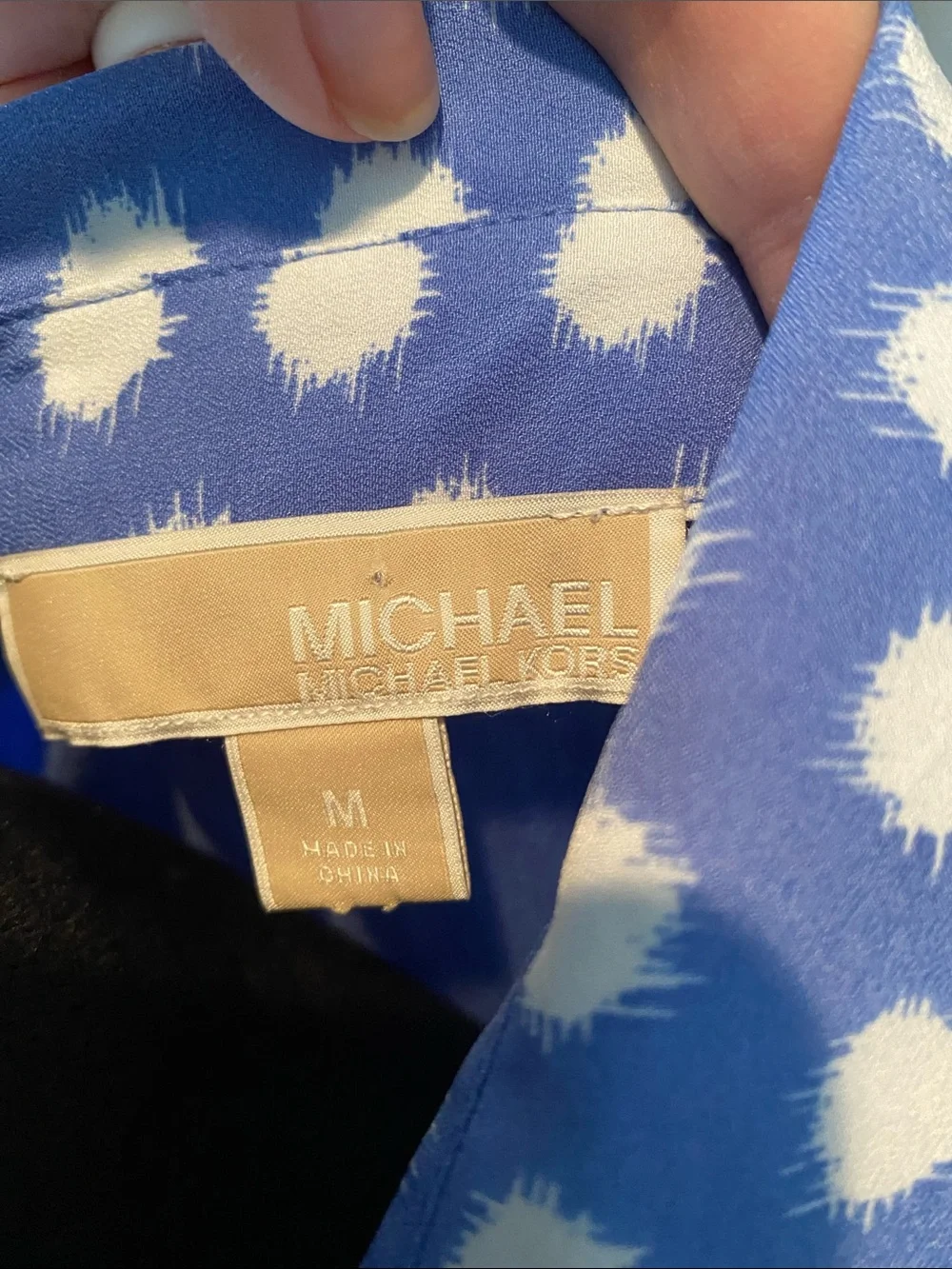 Michael Kors Blue Polka Dot Tie-Front Button-Down Shirt